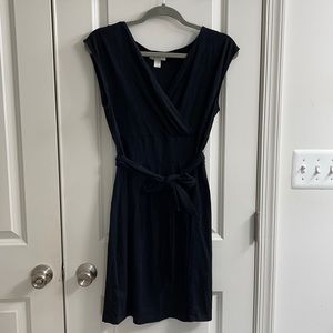 Black Cotton V-Neck Dress